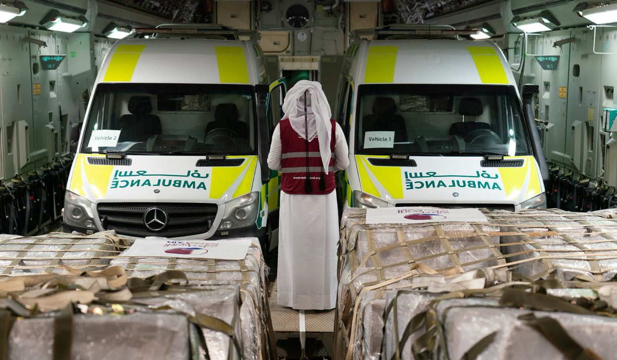 Qatar sends two planes of aid, six ambulances to Gaza